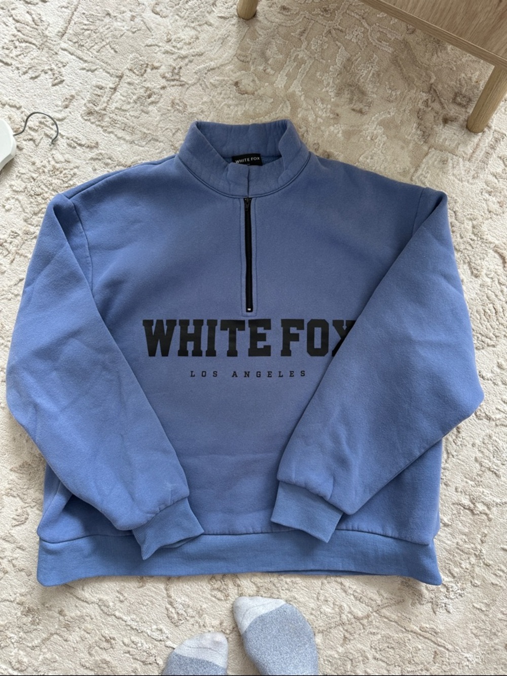 White Fox Boutique Blue Half-Zip Sweatshirt